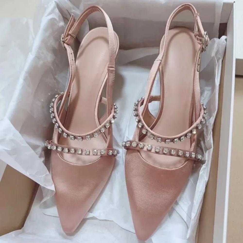 Wedding Lighting And Decor - Fashion Women's Sandals Pink Satin Pointed