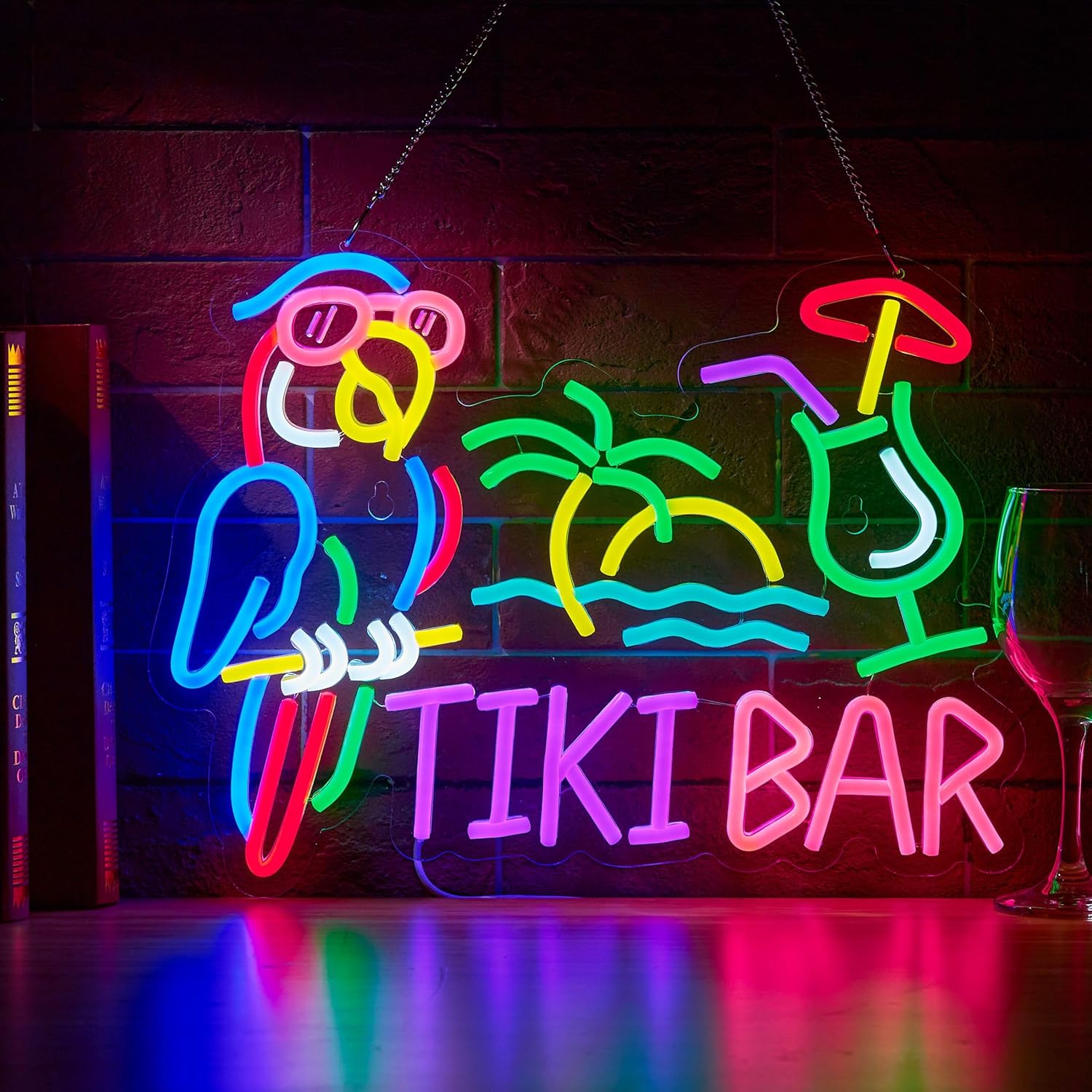 Wall Decor Lighting - Tiki Bar Parrot Palm Tree Neon