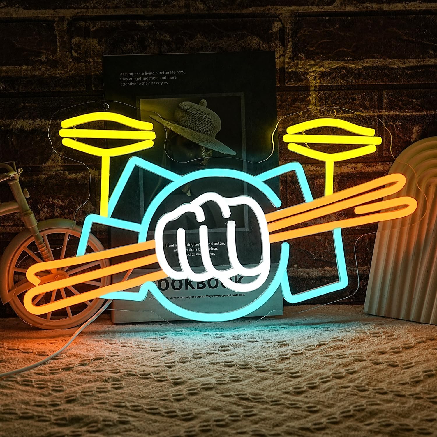 Drum Set Neon Sign USB Powered - огляд і ціна Wall Decor Lighting