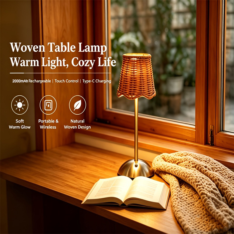 Bohemian Woven Rattan Art Tabl - огляд і ціна Touch Dimmer Lamp