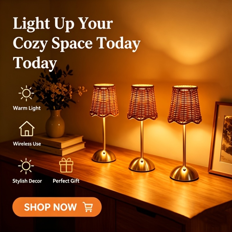 Bohemian Woven Rattan Art Tabl - огляд і ціна Touch Dimmer Lamp