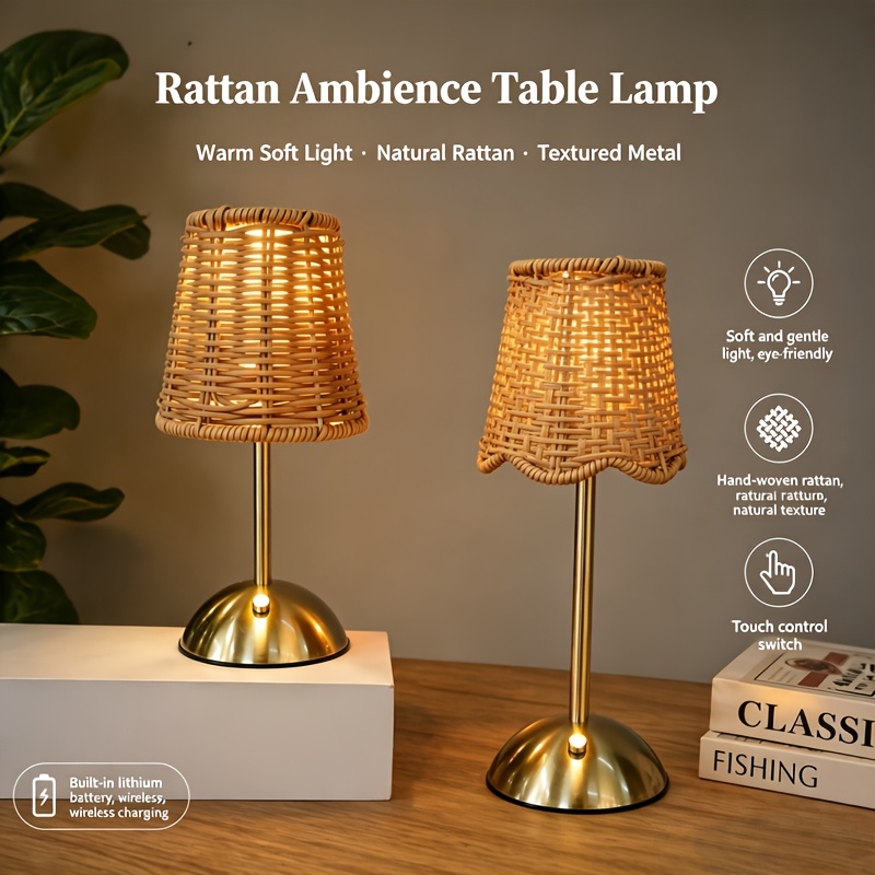 Bohemian Woven Rattan Art Tabl - огляд і ціна Touch Dimmer Lamp