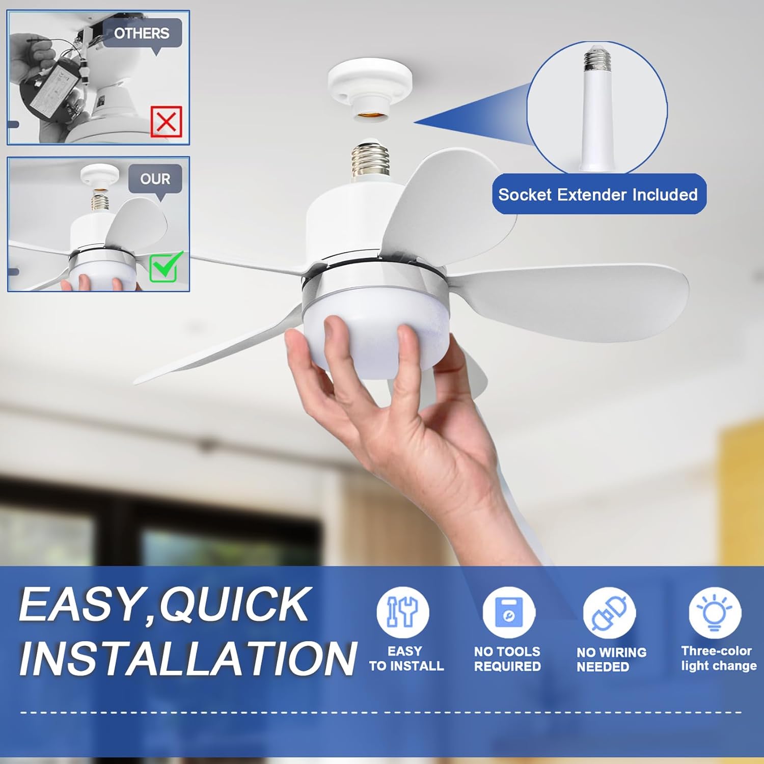 Socket Fan Light with Remote,  - огляд і ціна Lighting Decoration For Home