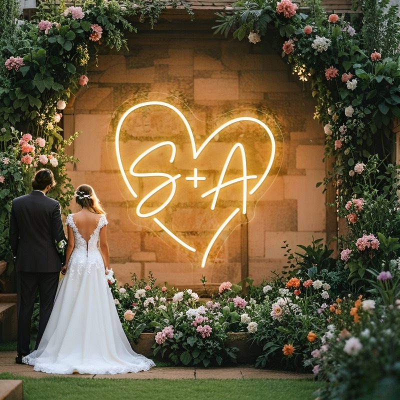 Custom Initials Heart LED Neon - огляд і ціна Wedding Lighting And Decor