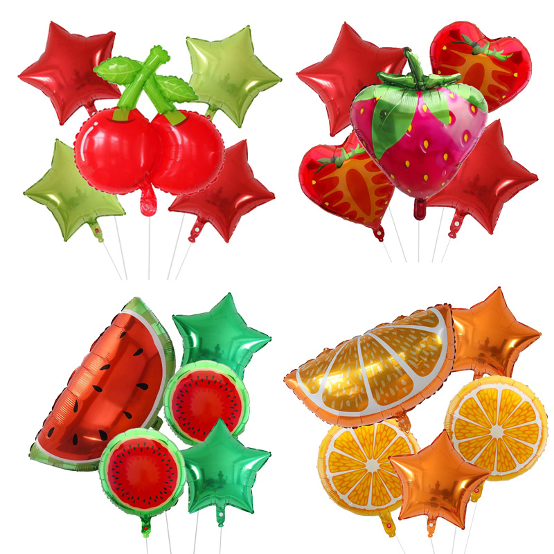 5pcs Fruit Foil Helium Balloon - огляд і ціна Orange Lighting Decor