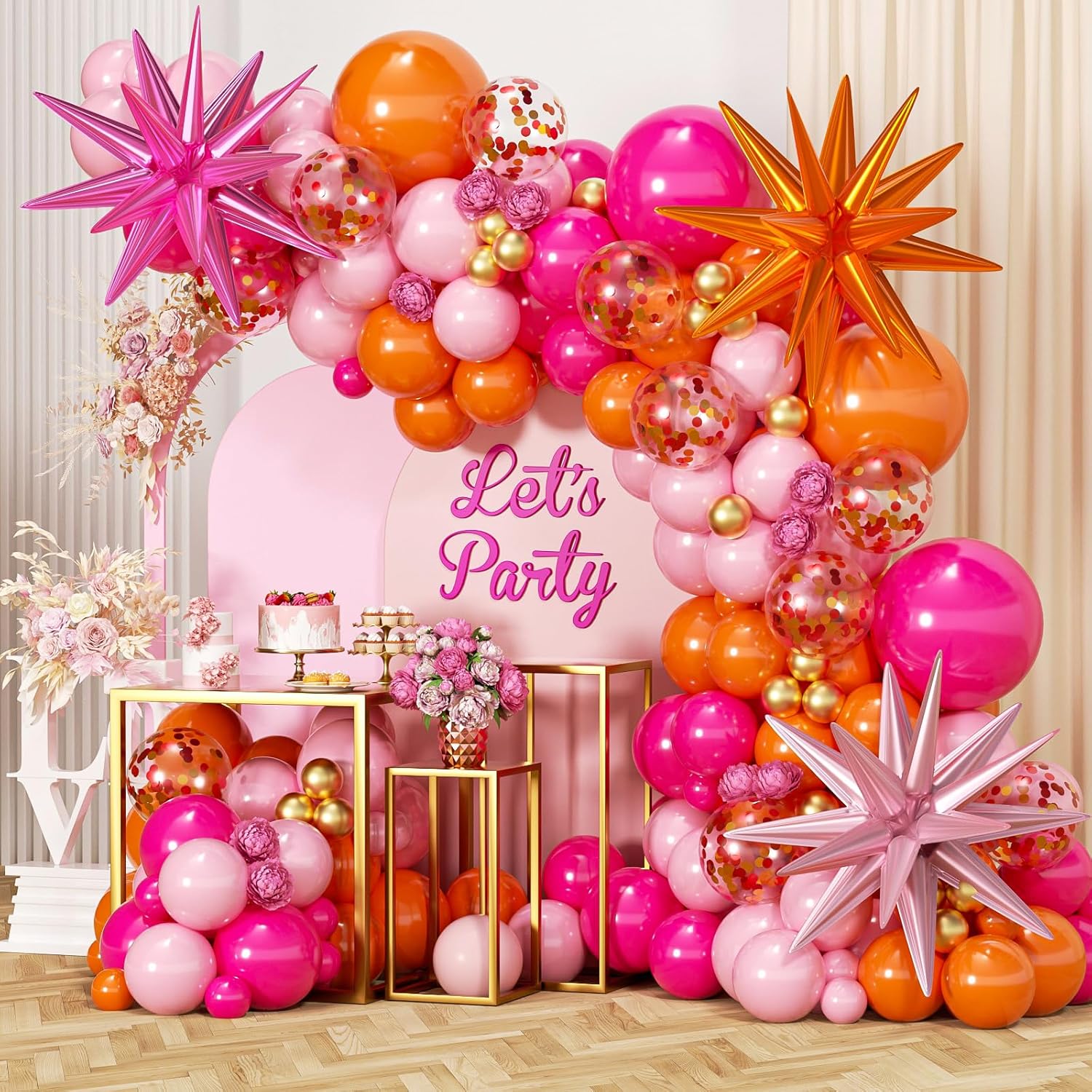 89Pcs  Hot Pink Orange Metalli - огляд і ціна Orange Lighting Decor