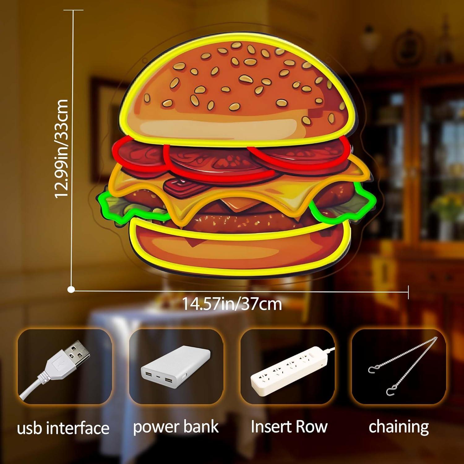 Burger Neon Sign LED Hamburger - огляд і ціна Wall Decor Lighting