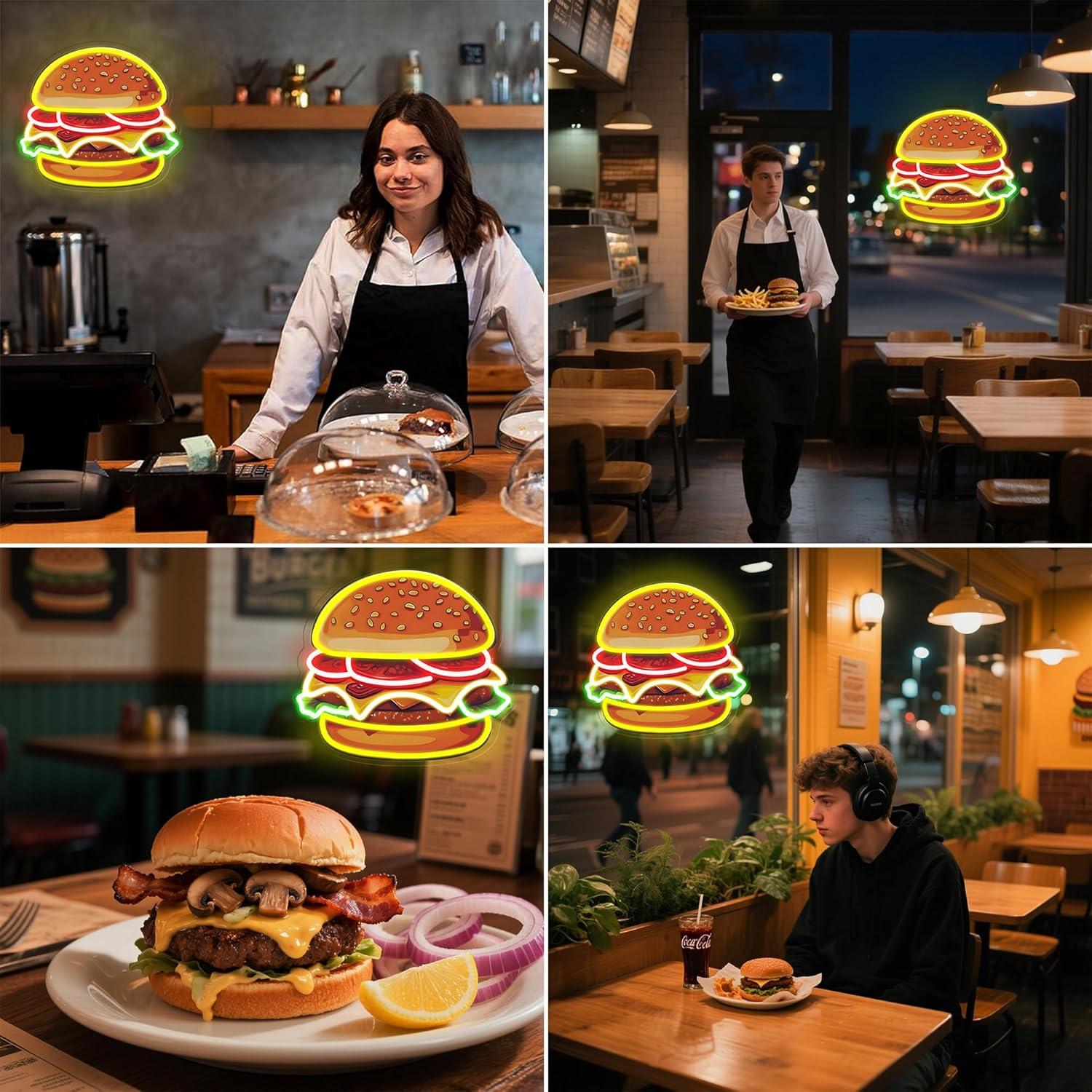Burger Neon Sign LED Hamburger - огляд і ціна Wall Decor Lighting